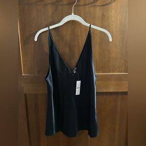 J. Crew 100% Silk Black V-Neck Cami Top, size M